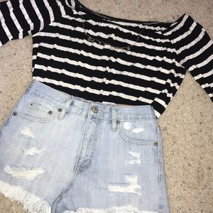 Off the shoulder striped top